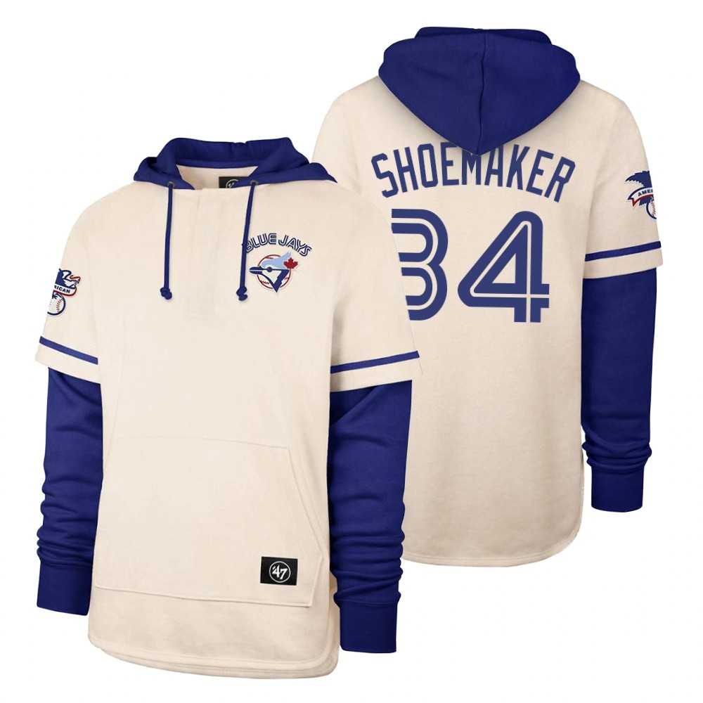 Men Toronto Blue Jays 34 Shoemaker Cream 2021 Pullover Hoodie MLB Jersey Men Toronto Blue Jays 34 Shoemaker Cream 2021 Pullover Hoodie MLB Jersey
